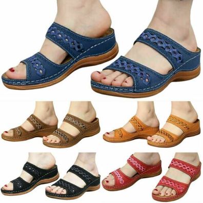 Sommer Damen Hausschuhe Sandalen Pantoletten Slipper flache orthopadische Schuhe N1