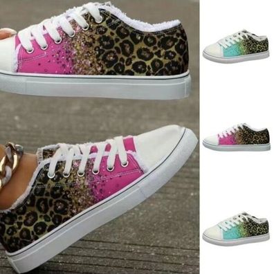 Frauen Wanderschuhe Leopardenmuster Turnschuhe Aus Segeltuch Damen Leicht Sport