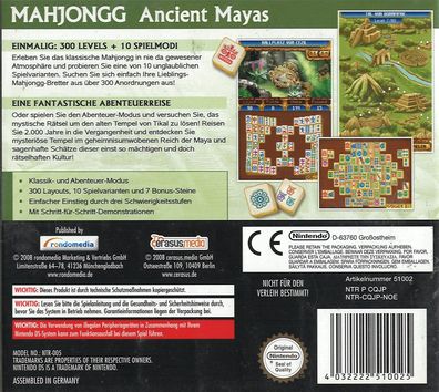 Mahjongg Ancient Mayas rondomedia Nintendo DS DSi 3DS 2DS - Ausführung: ...