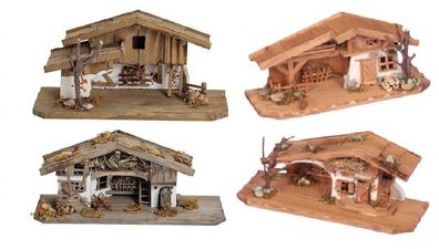 Krippenhäuser aus Holz, verschiedene Modelle - Höhe 13,0 - 14,0 cm