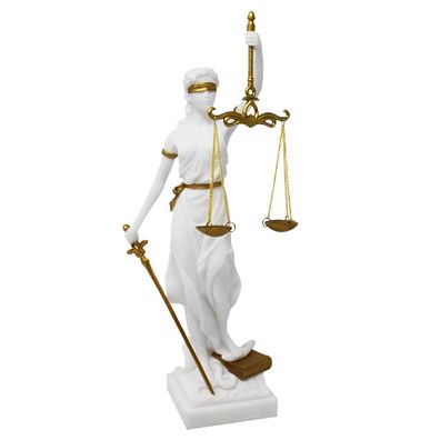 Dekofigur Indoor - Modell Justitia 35 cm weiss/ gold - Figur Deko Wohndeko Statue