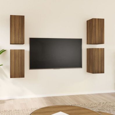 TV-Schränke 4 Stk. Braun Eichen-Optik 30,5x30x60 Holzwerkstoff (Farbe: Braun)