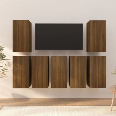 TV-Schränke 7 Stk. Braun Eichen-Optik 30,5x30x60 Holzwerkstoff (Farbe: Braun)