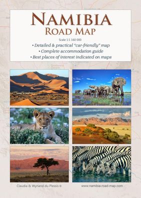 Detaillierte Namibia Reisekarte - Namibia ROAD MAP (1:1.160.000), Claudia D ...