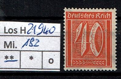 Los H21940: Deutsches Reich Mi. 182 * *