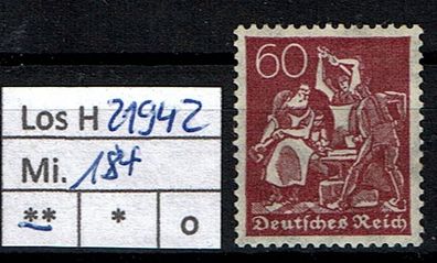 Los H21942: Deutsches Reich Mi. 184 * *