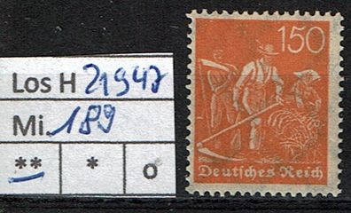 Los H21947: Deutsches Reich Mi. 189 * *