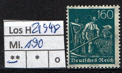 Los H21948: Deutsches Reich Mi. 190 * *