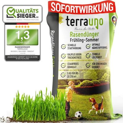 TerraUno Rasendünger Dünger Frühjahr Sommer Rasen Langzeitwirkung 30 kg Aktion