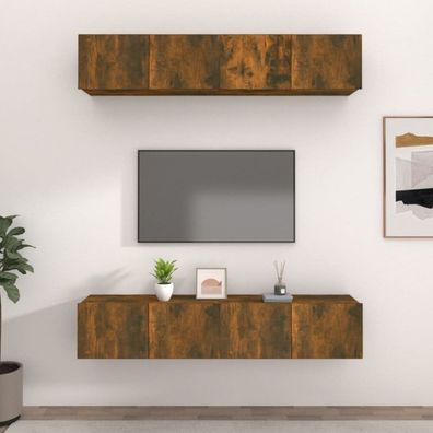 TV-Schränke 4 Stk. Sonoma-Eiche 80x30x30 cm Holzwerkstoff (Farbe: Braun)