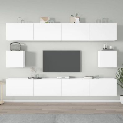 6-tlg. TV-Schrank-Set Hochglanz-Weiß Holzwerkstoff (Farbe: Weiß)