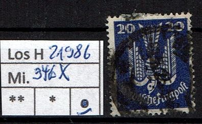 Los H21986: Deutsches Reich Mi. 346 X, gest.