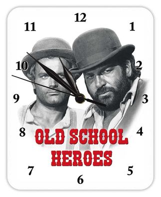 Bud Spencer & Terence Hill, OLD SCHOOL HEROES - Wanduhr aus Blech 20 x 25 cm KUT04