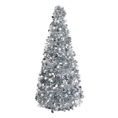 Clayre & Eef Weihnachtsdekoration Weihnachtsbaum Ø 21x50 cm Silberfarbig Kunststoff