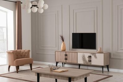Modern living room set TV cabinet luxurious coffee table wooden furniture