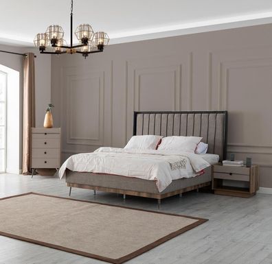 Graues Schlafzimmer Bett Designer Holzgestell Edle Textilbetten Betten