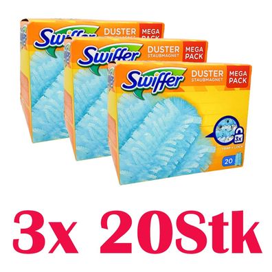 Swiffer Duster Staubmagnet Tücher Nachfüllpack 3x Mega Pack, 60 Stück Wedel