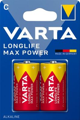Varta Longlife Max Power 4714 Baby C LR14 Alkaline 1,5V Batterie 2er Blister