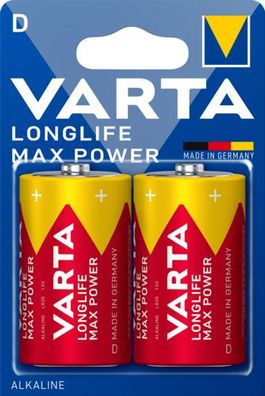 Varta Longlife Max Power Mono D 1,5V LR20 MN1300 Alkaline 4720 2x im Blister