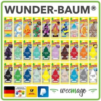 WUNDER-BAUM | Auto Kfz Lufterfrischer Duftbaum | 1er & 3er Karte | VIELE DÜFTE