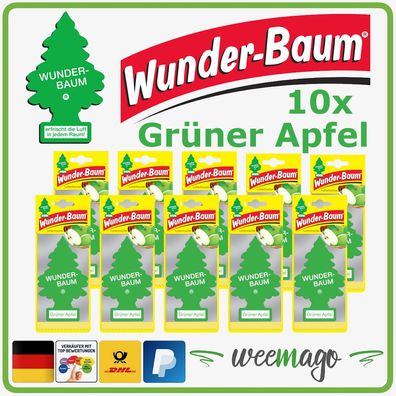 Wunderbaum | Grüner Apfel | Auto Lufterfrischerer Duftbaum Camper | 10x STÜCK