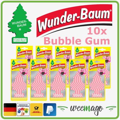 WUNDER-BAUM | BUBBLE GUM | Auto Lufterfrischerer Duftbaum Camper | 10x STÜCK