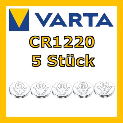 5x CR1220 Lithium Knopfzelle 3 Volt CR 1220 VARTA