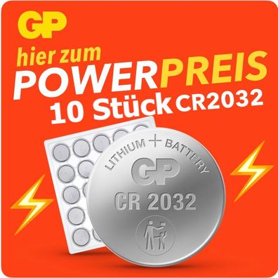 GP Battery | Lithium Knopfzelle Knopfbatterie | Bulkware | CR2032 | 10 Stück
