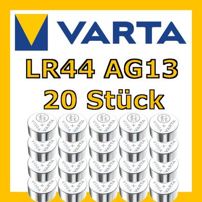 VARTA | Alkaline | V13GA AG13 LR44 | 1,5V | Knopfzelle Batterie | Bulk 20 Stück