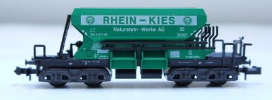 Minitrix 3569 Selbstentladewagen Rhein Kies Werke - Spur N - OVP