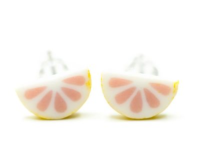 Grapefruit Ohrstecker Miniblings Stecker Orange Sommer halb emailliert 6mm