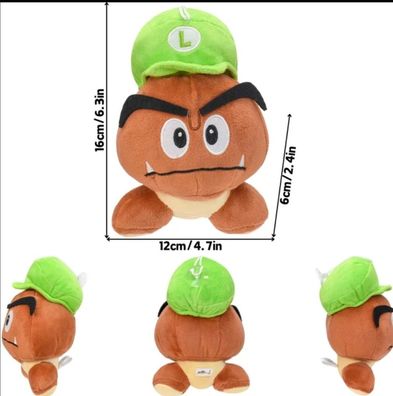 Super Mario Luigi goomba GUMBA Plüsch Figur Stofftier Kuscheltier 15 cm NEU