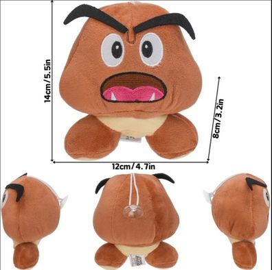 Super Mario mouth open goomba GUMBA Plüsch Figur Stofftier Kuscheltier 15 cm NEU