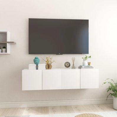 vidaXL TV-Hängeschränke 2 Stk. Hochglanz-Weiß 60x30x30 cm