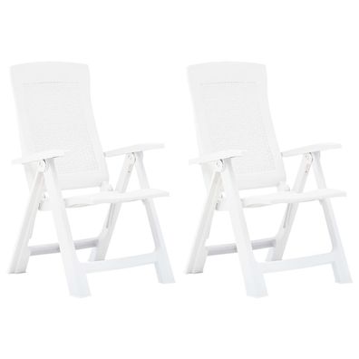 vidaXL Verstellbare Gartenstühle 2 Stk. Kunststoff Weiß