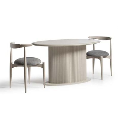 Esszimmer Essgruppe Komplette Esstisch Stühle 3tlg Beige Design Oval