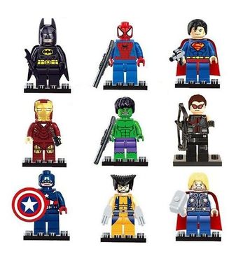 9 Stück Marvel Avengers Superhelden Comic Minifiguren DC Minifigur Geschenk