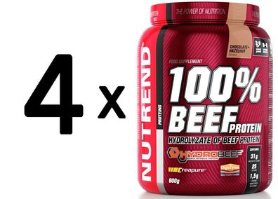 4 x 100% Beef Protein, Chocolate Hazelnut - 900g