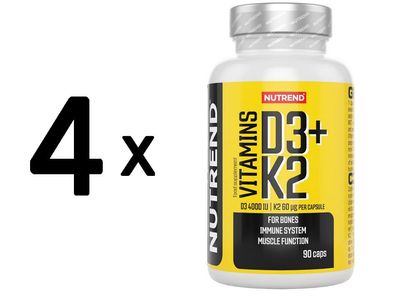 4 x Vitamins D3 + K2 - 90 caps