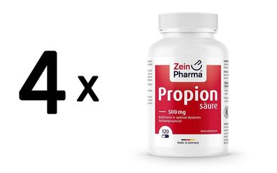4 x Propionic Acid, 500mg - 120 caps