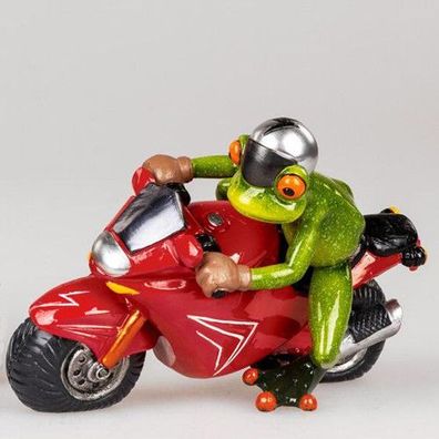 Formano Frosch auf Motorrad Moped Bike rot blau Deko Figur NEU