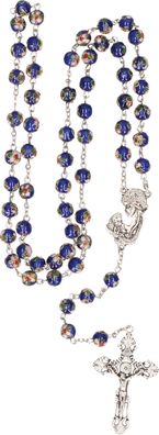 Cloisonné-Rosenkranz - gekettelt, blaue Glasperlen