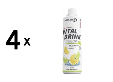 4 x Best Body Nutrition Vital Drink Zerop (500ml) Lemon Lime