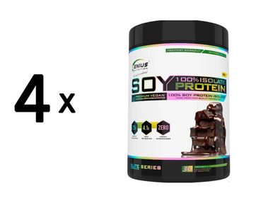 4 x Genius Nutrition 100% Soy Protein Isolate (900g) Chocolate