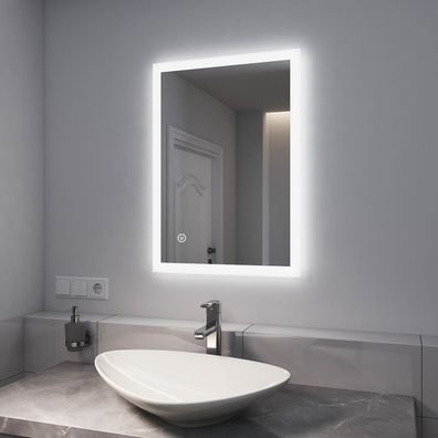 EMKE® Badspiegel 50x70 cm Badezimmerspiegel mit Beleuchtung Touch Wandspiegel Spiegel