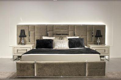 Luxus Schlafzimmermöbel Komplett Möbel 3tlg Doppelbett 2x Nachttische