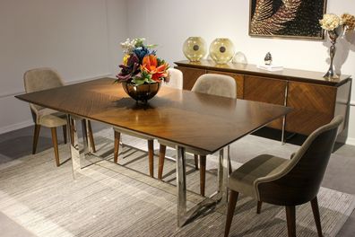 Komplett Set Esstisch Luxus Esszimmer Design Möbel Sideboard 4x Stühle