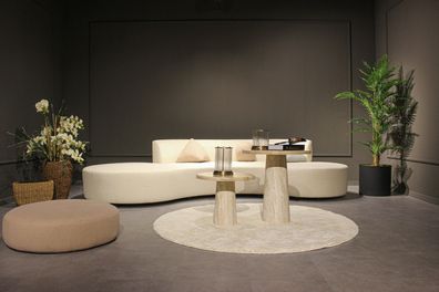 Wohnzimmer Set Sofa Viersitzer Couch Design Couchtisch Hocker Textil Möbel