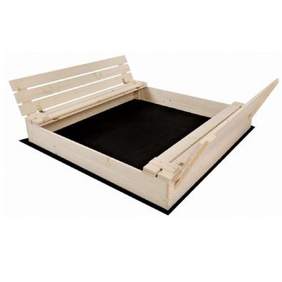 Sandkasten Sandbox Deckel zum Bemalen Holz Sandkiste Sitzbänke Garten 150x140cm 9892