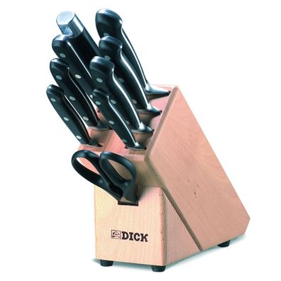 Dick Messerblock Holz mit Messer Kochmesser Set 9 teilig Messerset Messerhalter
